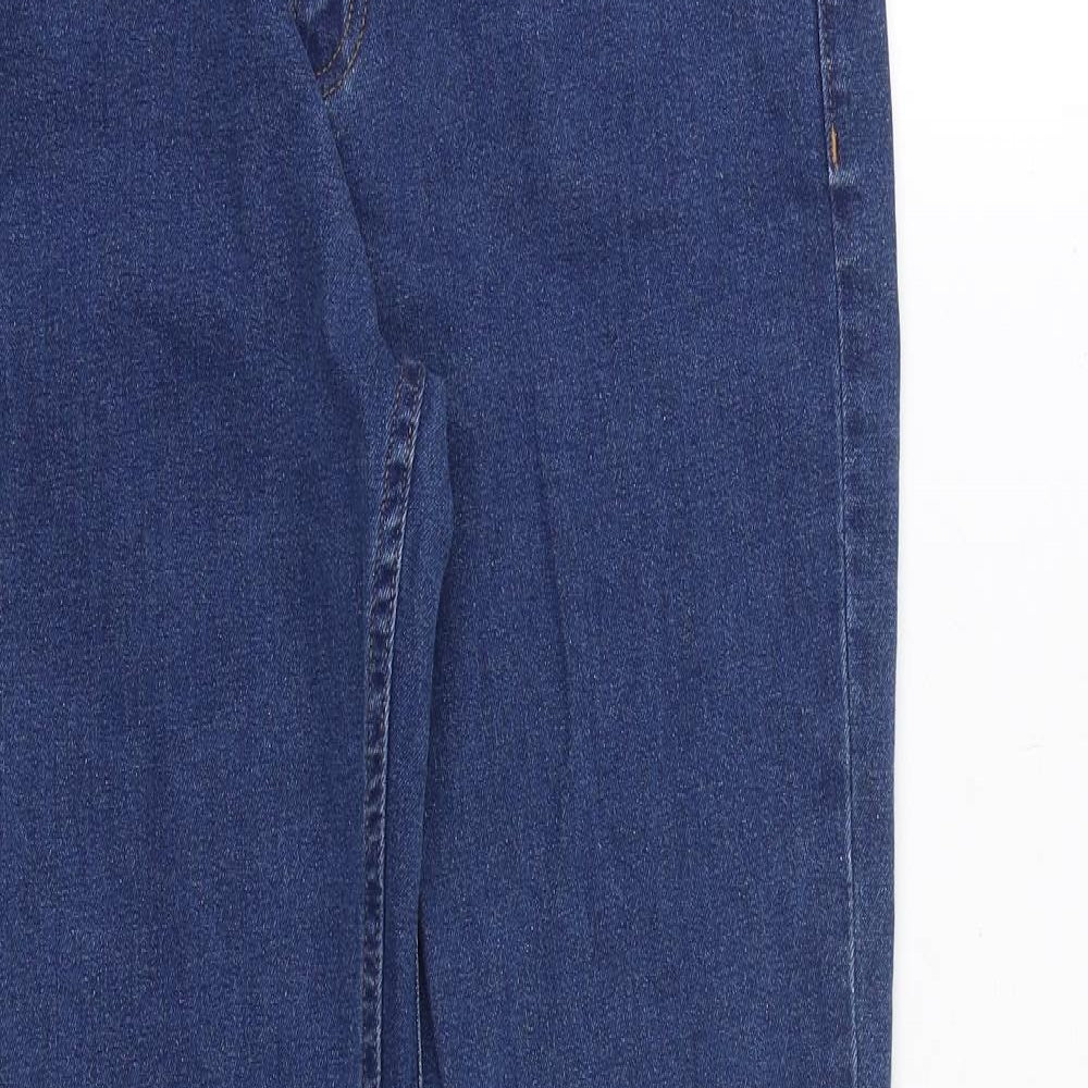 Marks and Spencer Womens Blue Cotton Straight Jeans Size 12 Regular Zip