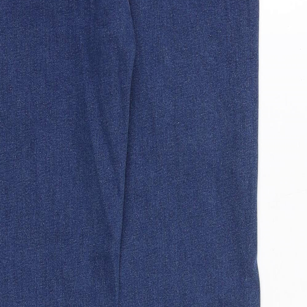 Marks and Spencer Womens Blue Cotton Straight Jeans Size 12 Regular Zip