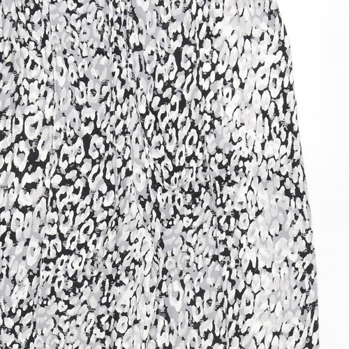 Marks and Spencer Womens Grey Animal Print Polyester Trousers Size 16 Regular Tie - Leopard Pattern