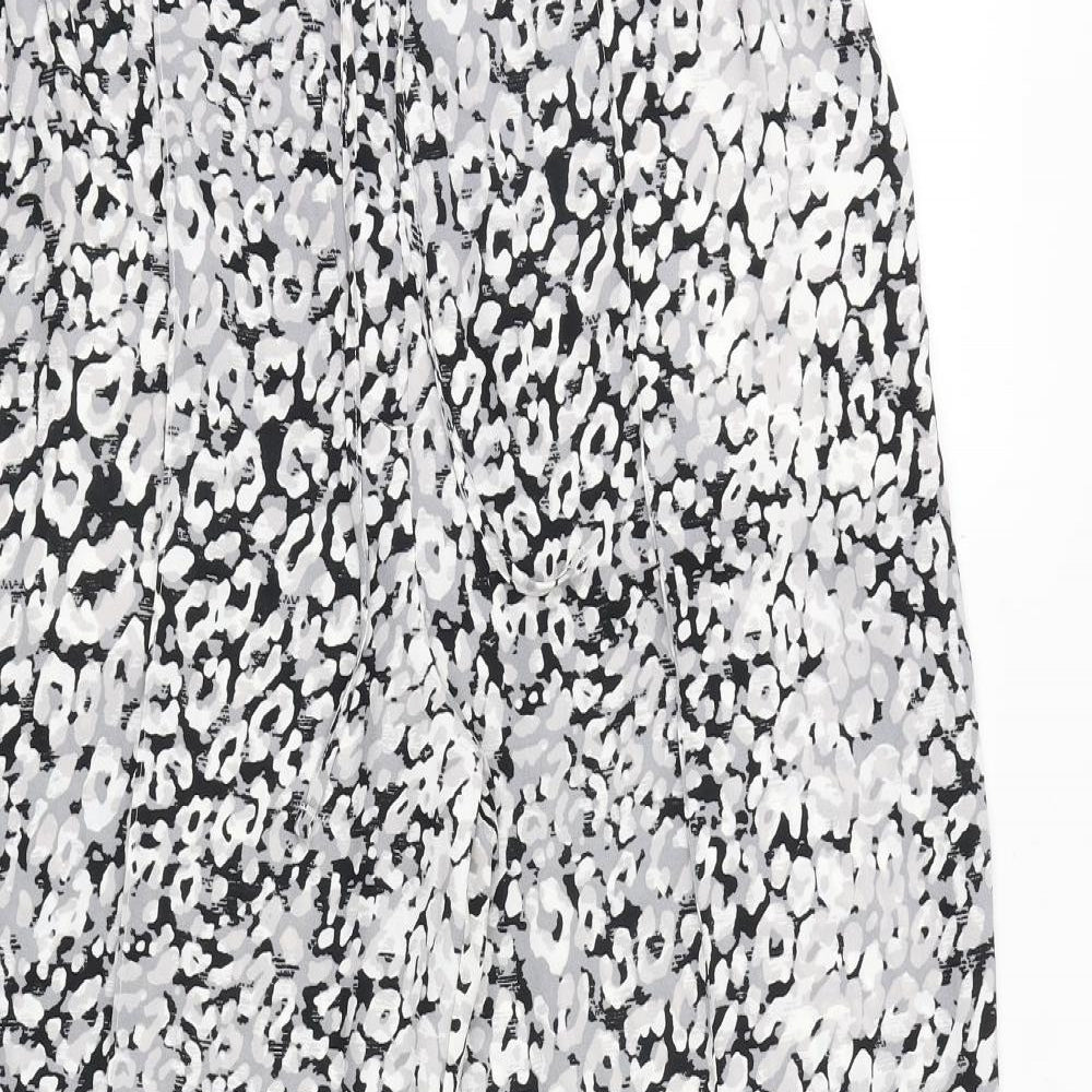 Marks and Spencer Womens Grey Animal Print Polyester Trousers Size 16 Regular Tie - Leopard Pattern