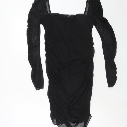 Stradivarius Womens Black Polyester Bodycon Size XL Square Neck Pullover