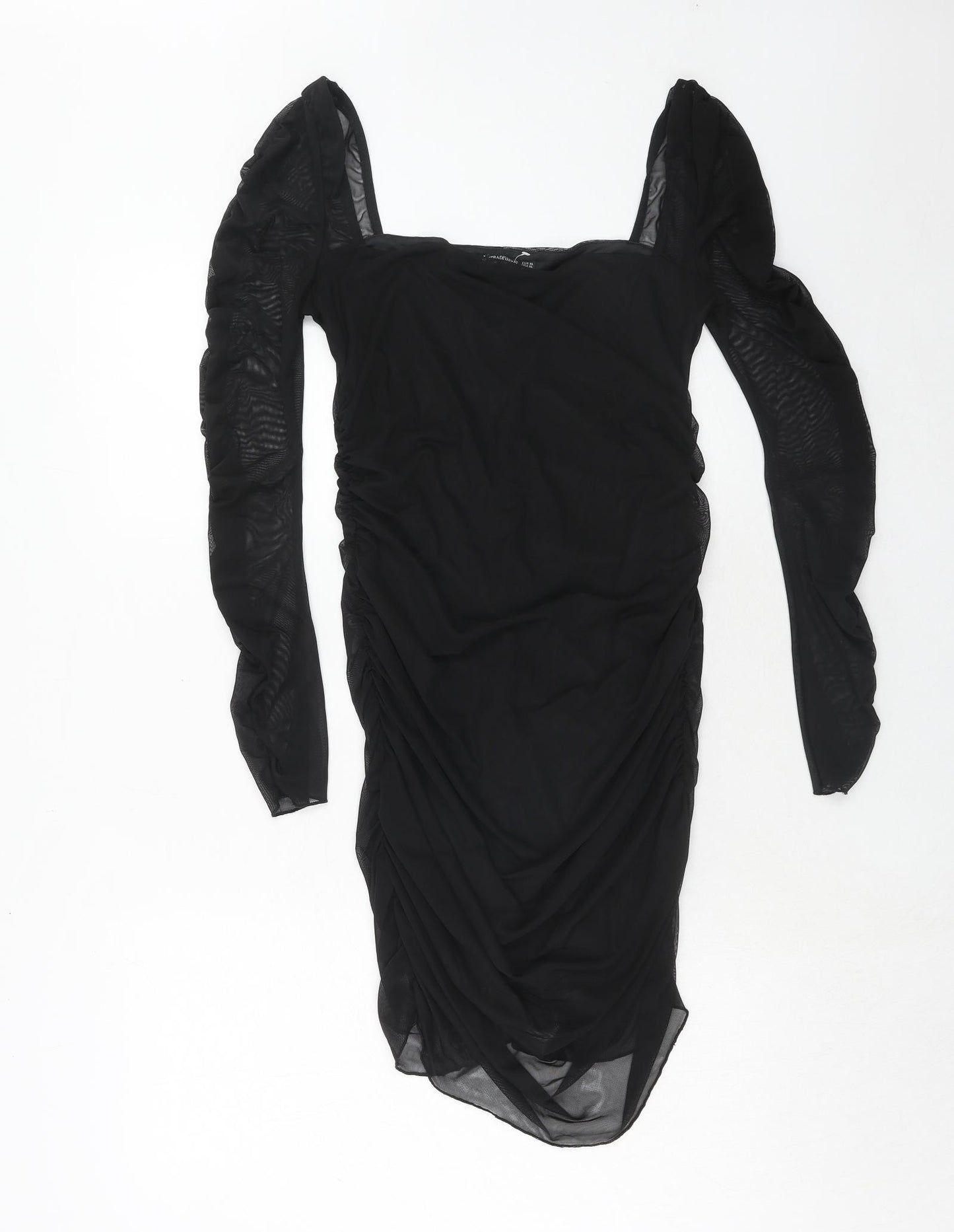 Stradivarius Womens Black Polyester Bodycon Size XL Square Neck Pullover