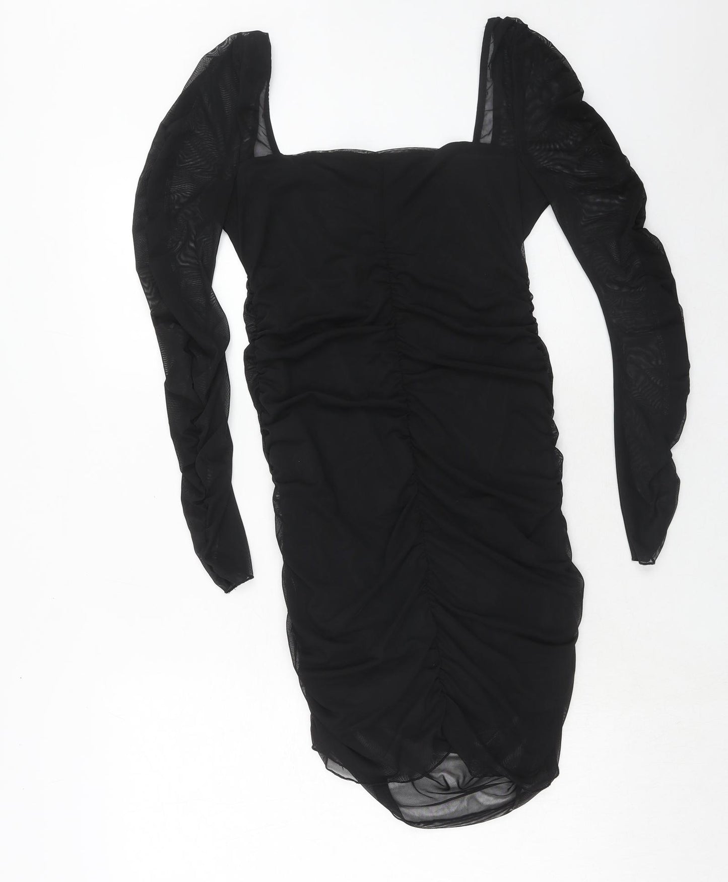 Stradivarius Womens Black Polyester Bodycon Size XL Square Neck Pullover