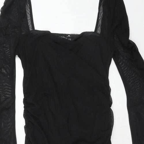 Stradivarius Womens Black Polyester Bodycon Size XL Square Neck Pullover
