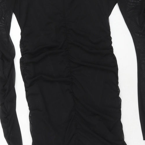 Stradivarius Womens Black Polyester Bodycon Size XL Square Neck Pullover