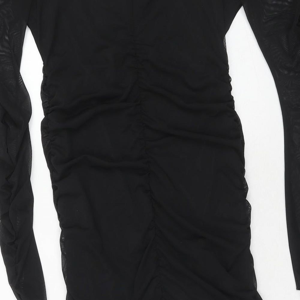 Stradivarius Womens Black Polyester Bodycon Size XL Square Neck Pullover