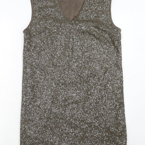 Autograph Womens Brown Polyamide A-Line Size 14 V-Neck Pullover