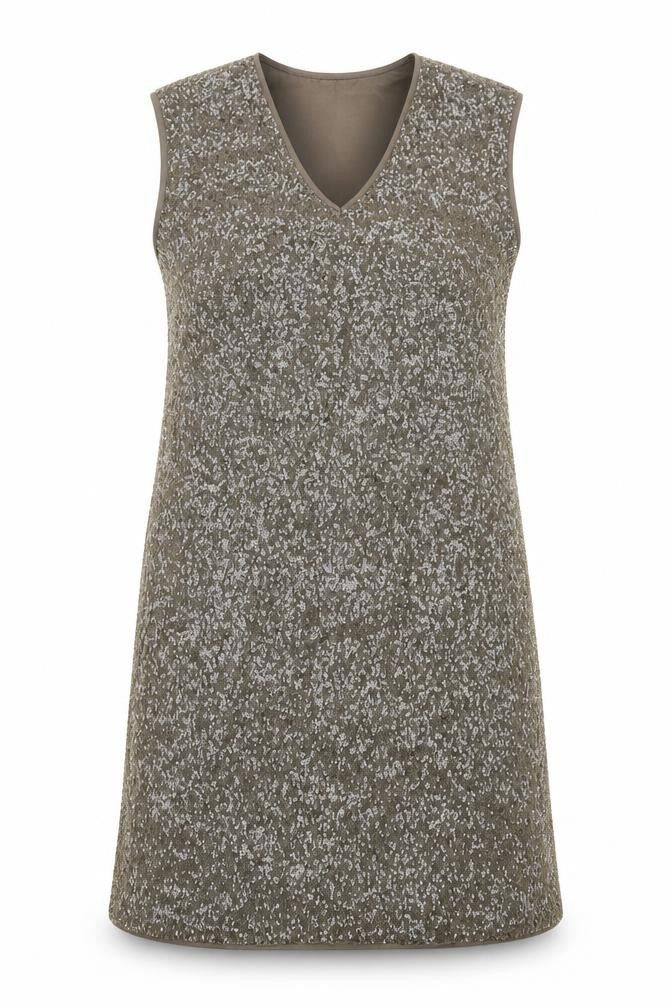 Front view of Autograph women’s brown polyamide a-line, size UK 14, v-neck pullover