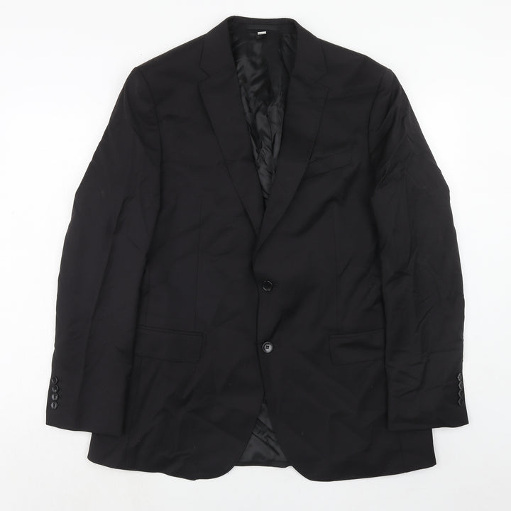 Marks and Spencer Mens Black Polyester Jacket Suit Jacket Size 42 Regular