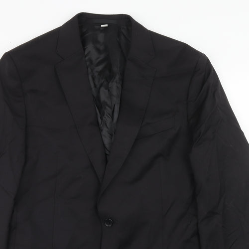 Marks and Spencer Mens Black Polyester Jacket Suit Jacket Size 42 Regular
