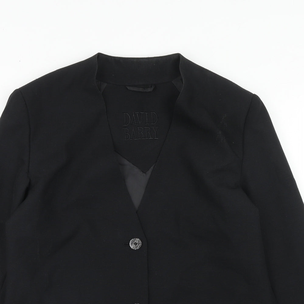 David Barry Womens Black Polyester Jacket Blazer Size 12