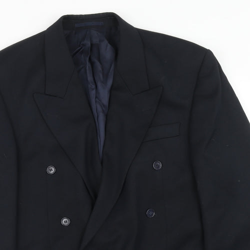Corman Mens Blue Polyester Jacket Suit Jacket Size 38 Regular