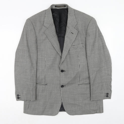 Marks and Spencer Mens Black Houndstooth Wool Jacket Suit Jacket Size 40 Regular