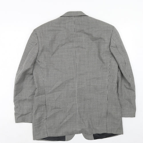 Marks and Spencer Mens Black Houndstooth Wool Jacket Suit Jacket Size 40 Regular