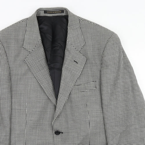 Marks and Spencer Mens Black Houndstooth Wool Jacket Suit Jacket Size 40 Regular