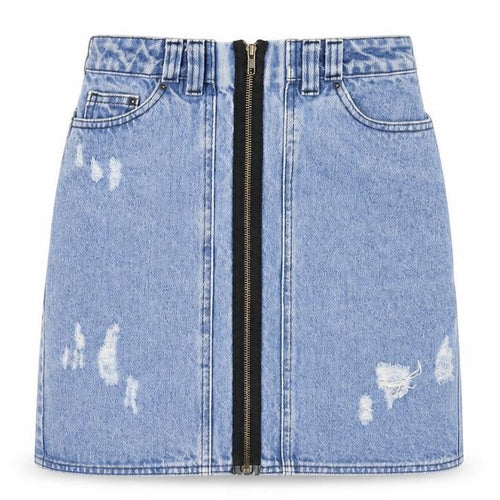 WareDenim Womens Blue Cotton A-Line Skirt Size 8 Zip