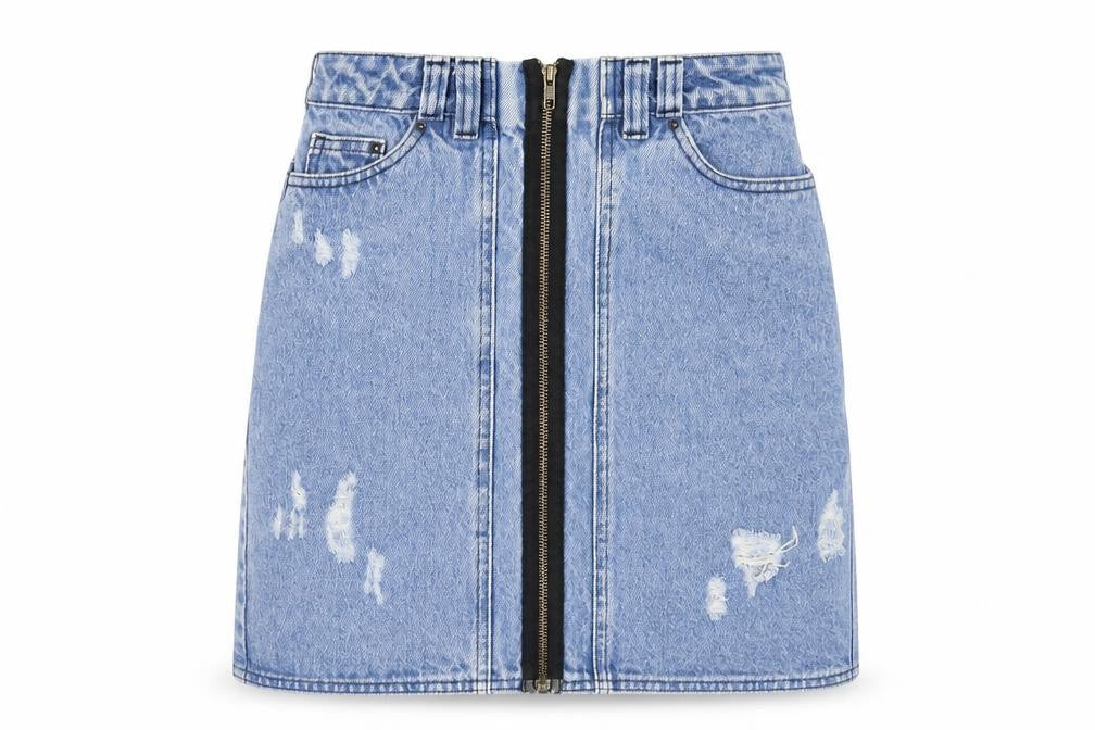 WareDenim Womens Blue Cotton A-Line Skirt Size 8 Zip