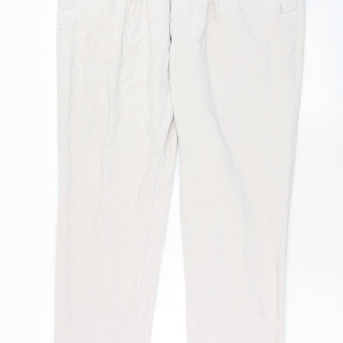 Autograph Mens Ivory Cotton Chino Trousers Size 36 in Regular Zip