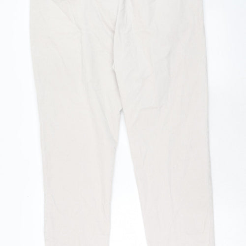 Autograph Mens Ivory Cotton Chino Trousers Size 36 in Regular Zip