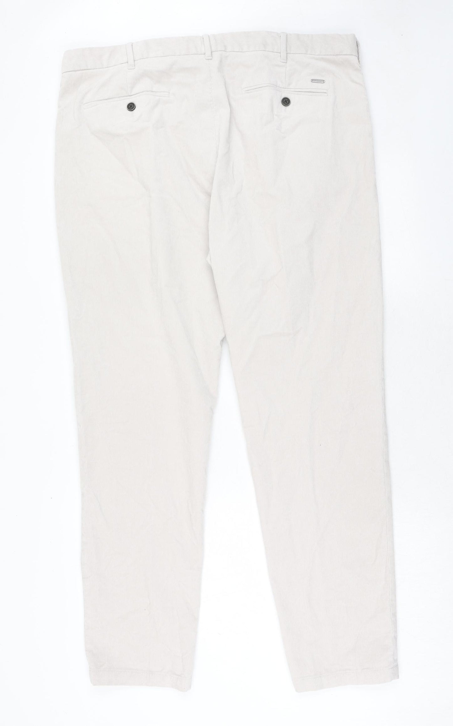 Autograph Mens Ivory Cotton Chino Trousers Size 36 in Regular Zip