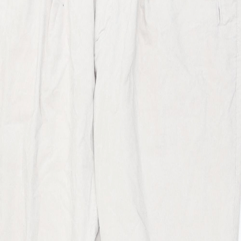 Autograph Mens Ivory Cotton Chino Trousers Size 36 in Regular Zip