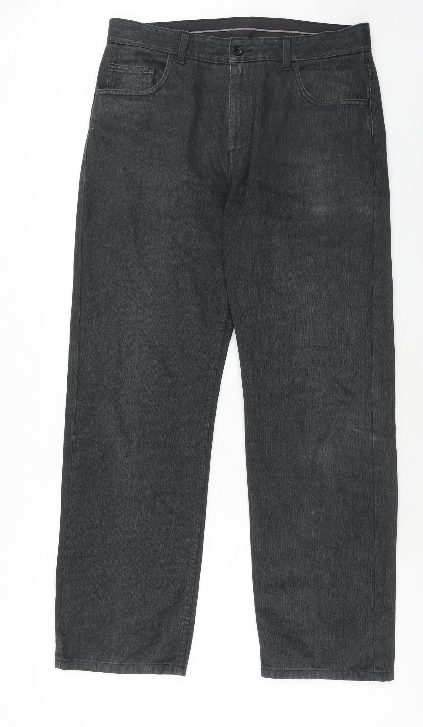 NEXT Mens Black Cotton Straight Jeans Size 34 in Regular Zip