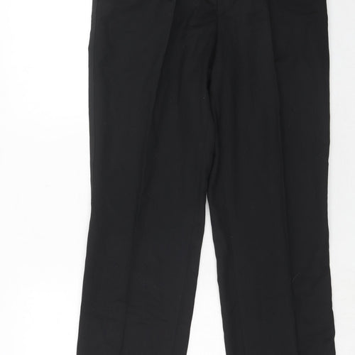 Pierre Cardin Mens Black Wool Dress Pants Trousers Size 32 in Regular Hook & Eye