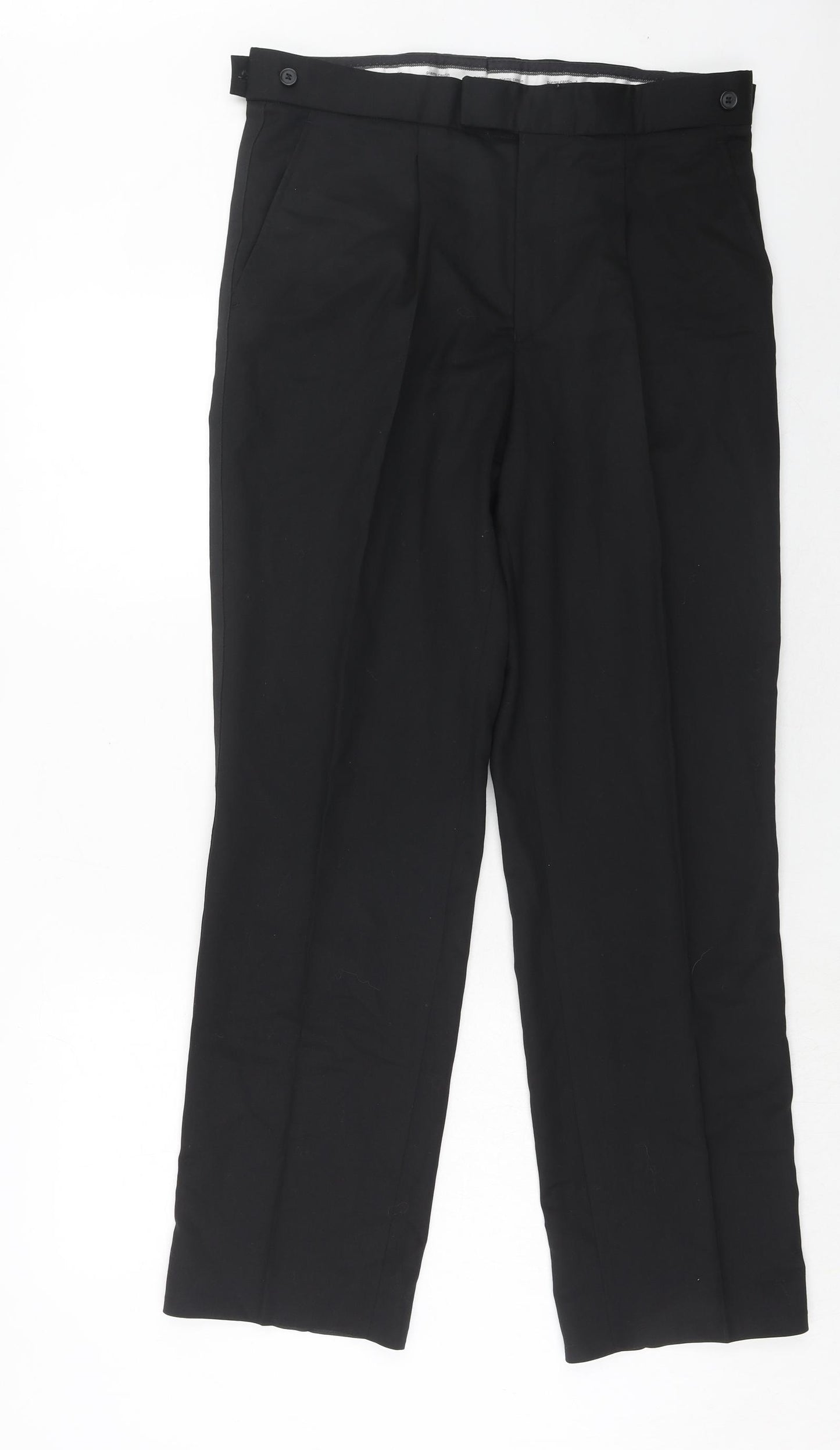 Pierre Cardin Mens Black Wool Dress Pants Trousers Size 32 in Regular Hook & Eye
