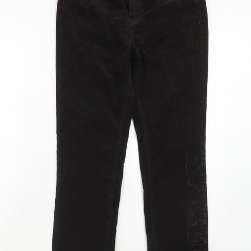 Marks and Spencer Womens Brown Cotton Trousers Size 12 Regular Zip
