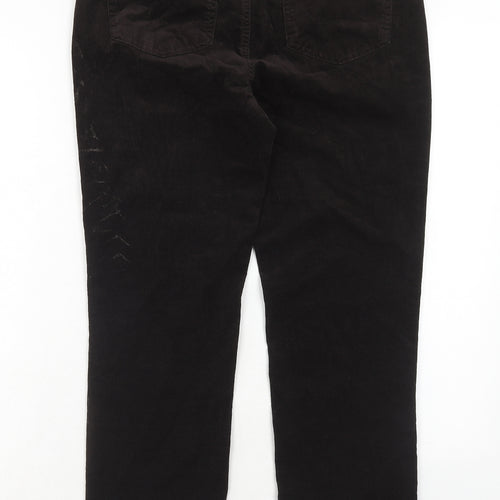 Marks and Spencer Womens Brown Cotton Trousers Size 12 Regular Zip