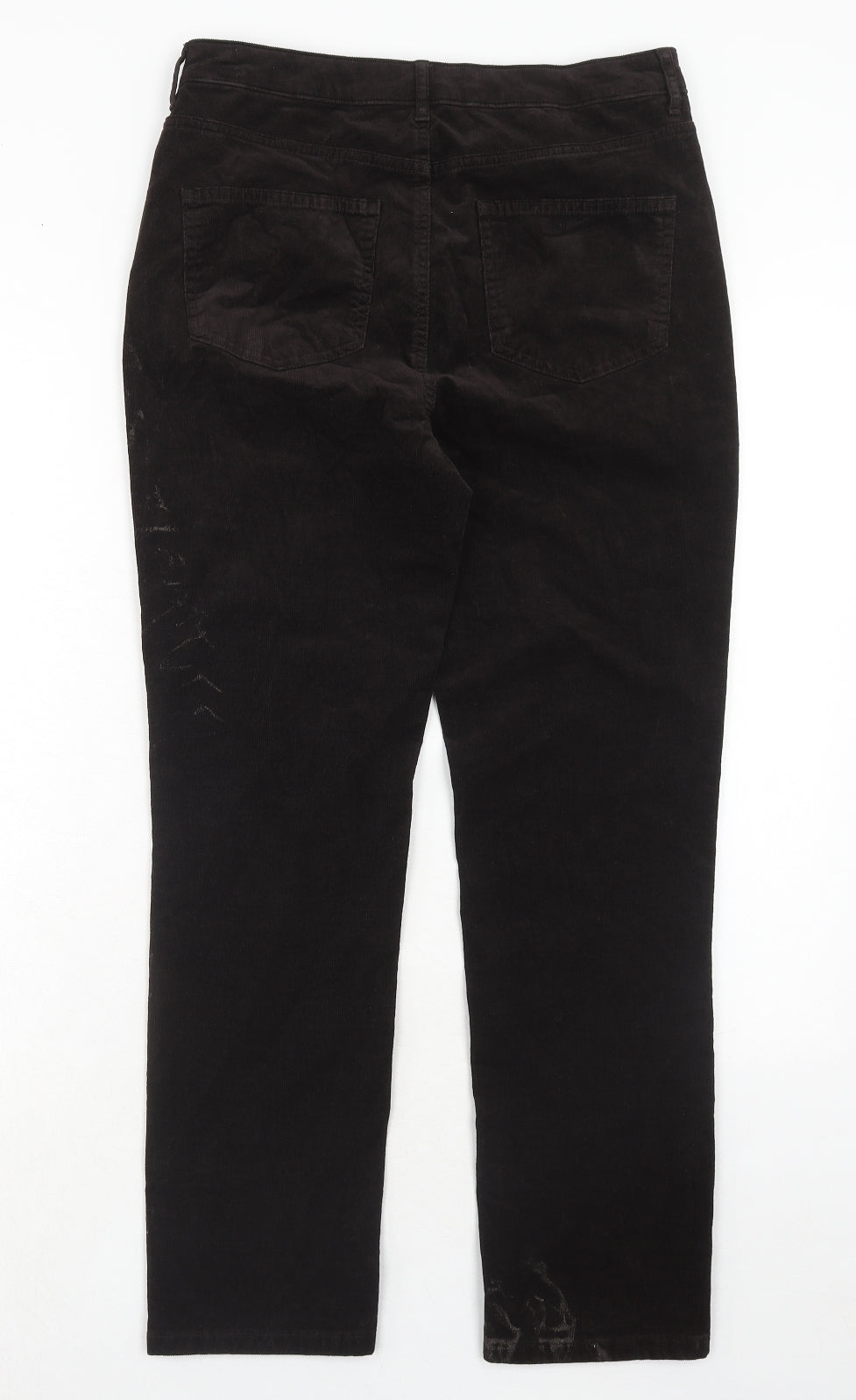 Marks and Spencer Womens Brown Cotton Trousers Size 12 Regular Zip