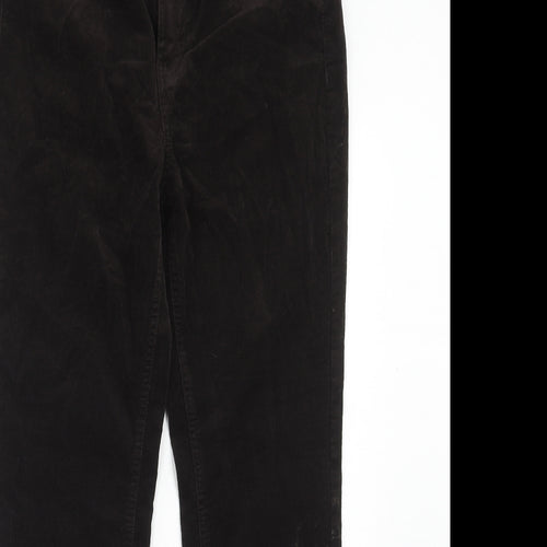 Marks and Spencer Womens Brown Cotton Trousers Size 12 Regular Zip