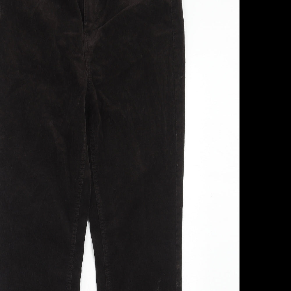 Marks and Spencer Womens Brown Cotton Trousers Size 12 Regular Zip