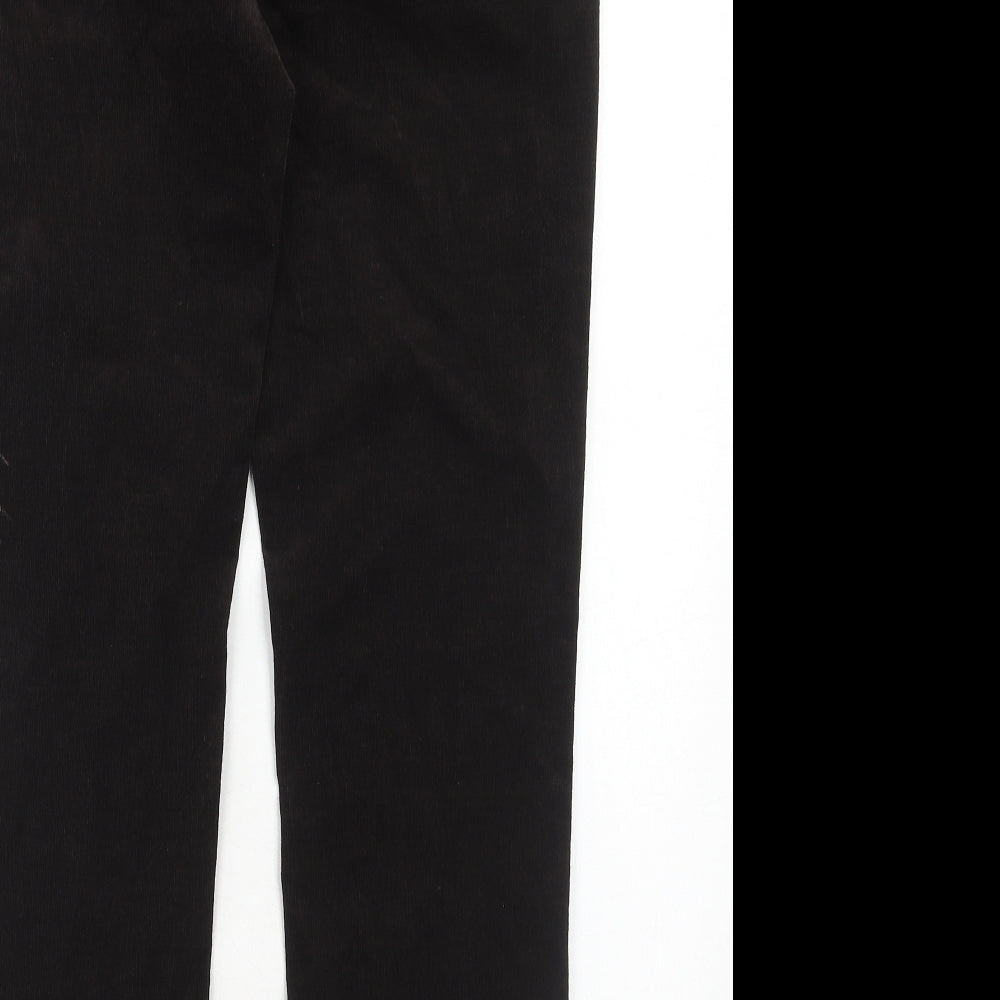 Marks and Spencer Womens Brown Cotton Trousers Size 12 Regular Zip