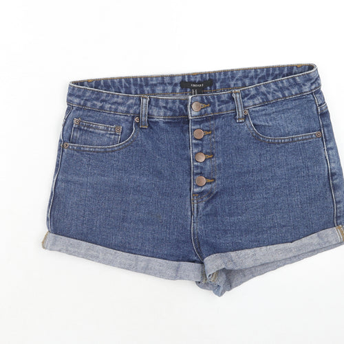 FOREVER 21 Womens Blue Cotton Basic Shorts Size 31 in Regular Zip