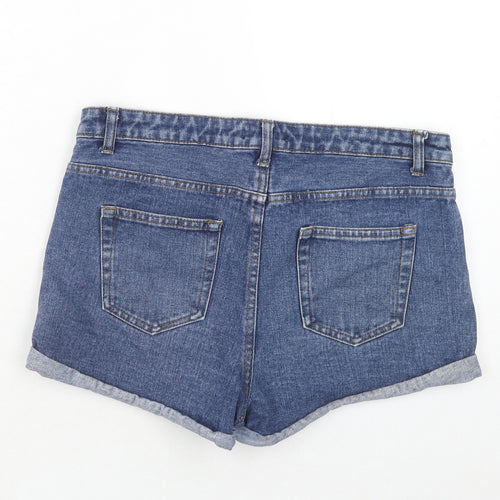 FOREVER 21 Womens Blue Cotton Basic Shorts Size 31 in Regular Zip