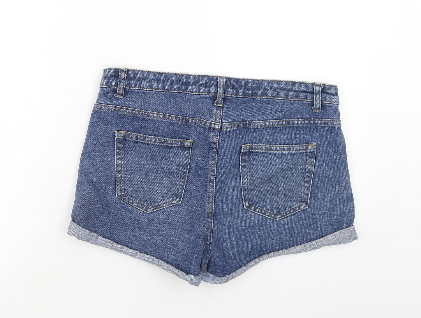 FOREVER 21 Womens Blue Cotton Basic Shorts Size 31 in Regular Zip