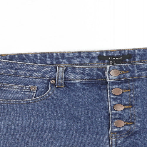FOREVER 21 Womens Blue Cotton Basic Shorts Size 31 in Regular Zip