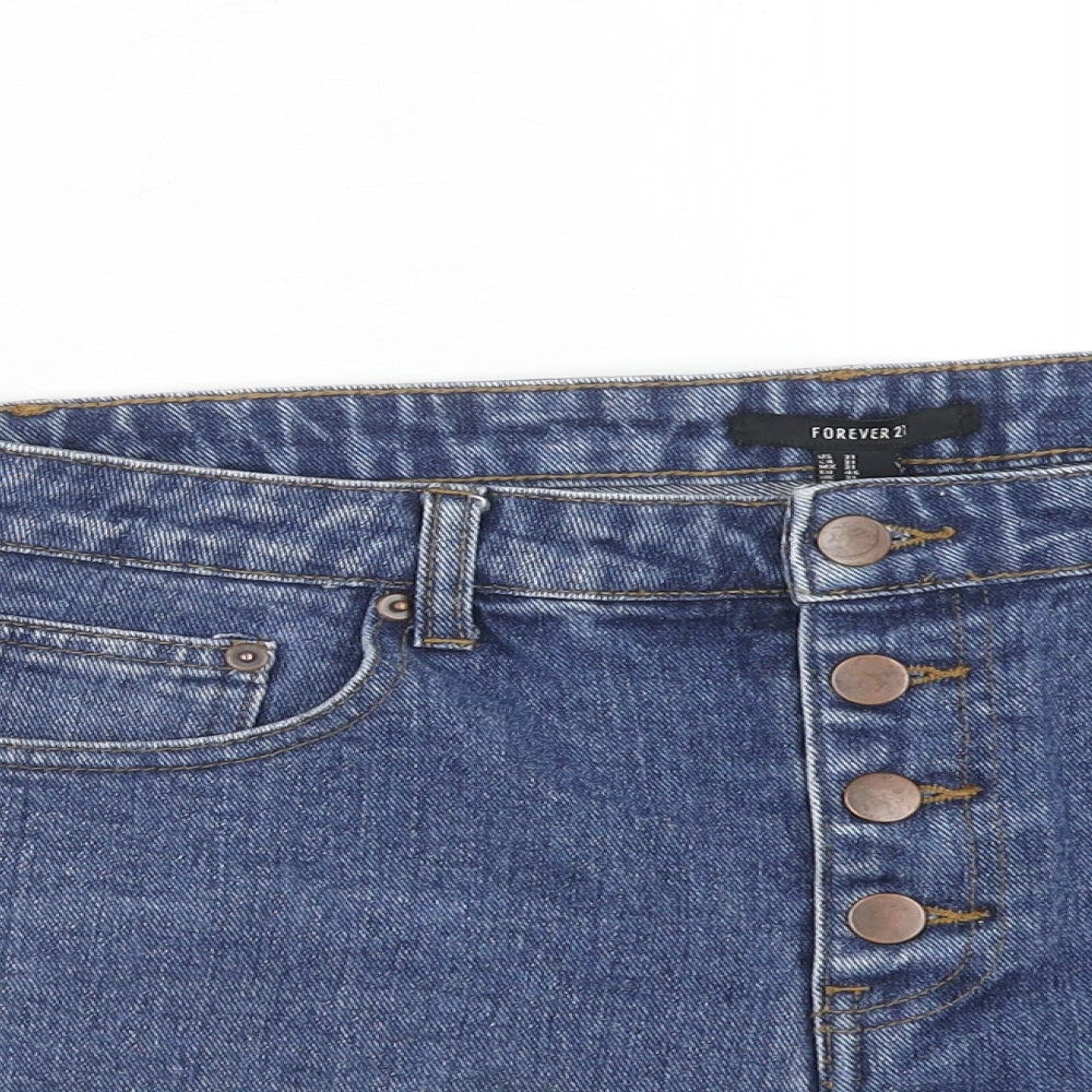 FOREVER 21 Womens Blue Cotton Basic Shorts Size 31 in Regular Zip