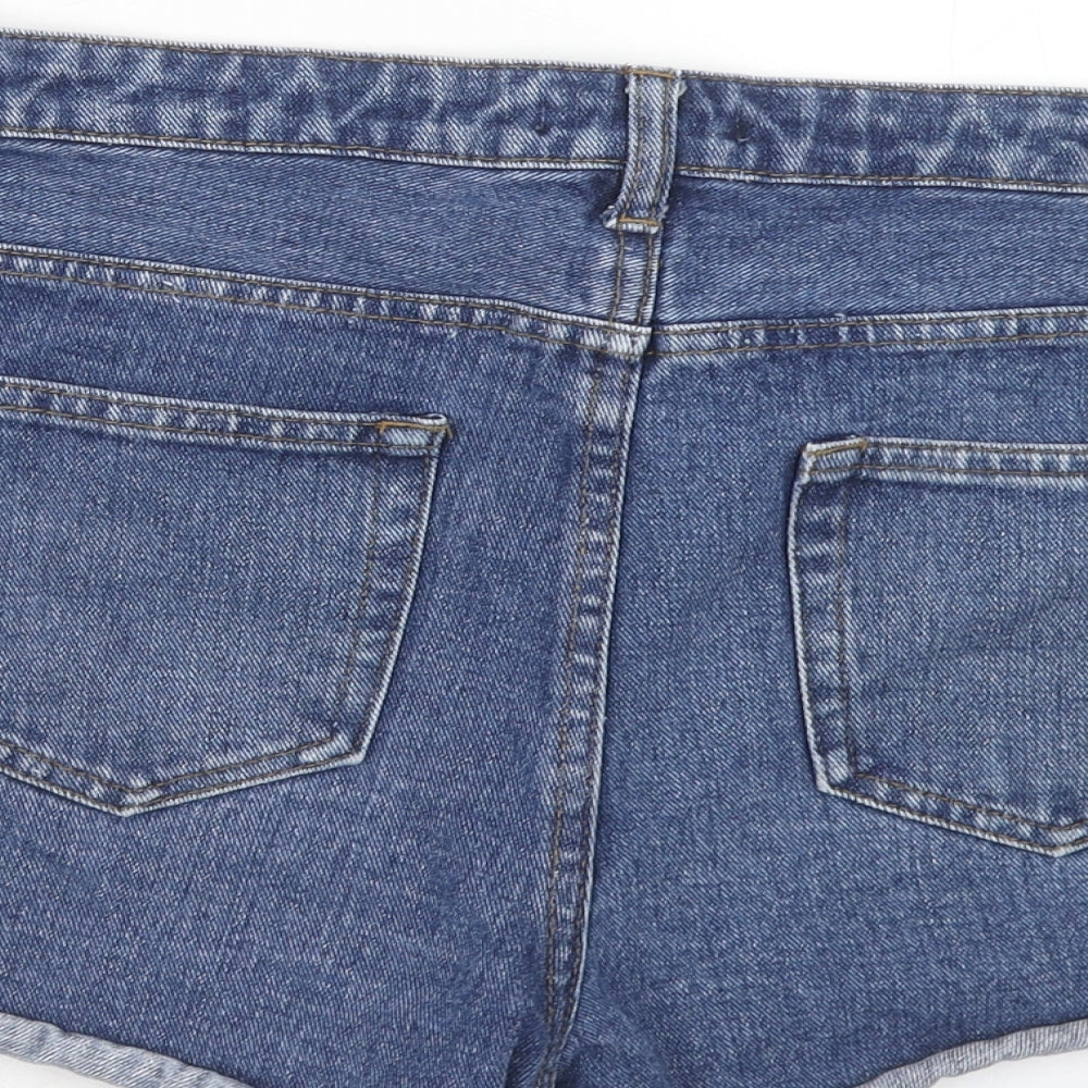 FOREVER 21 Womens Blue Cotton Basic Shorts Size 31 in Regular Zip