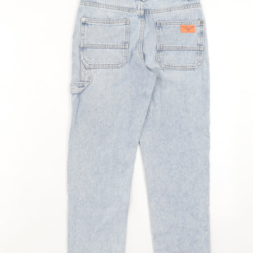 Marks and Spencer Girls Blue Cotton Straight Jeans Size 8-9 Years Regular Zip