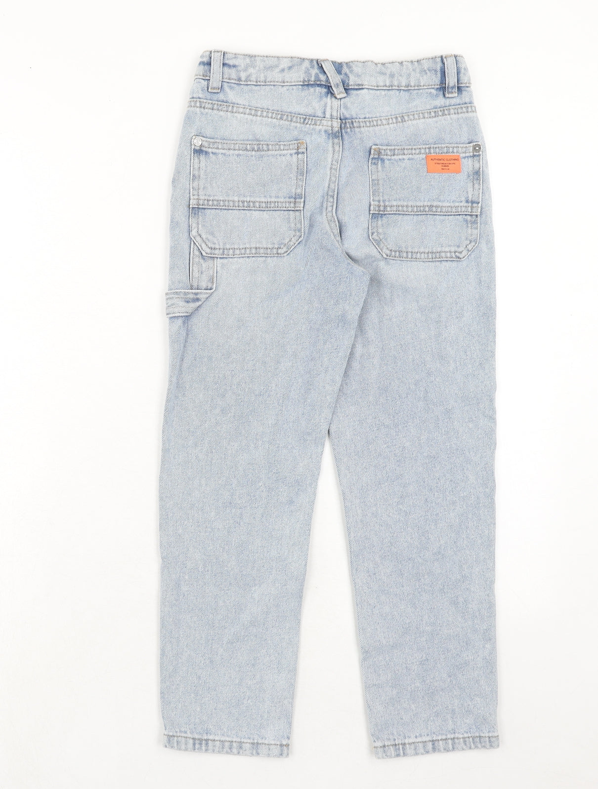 Marks and Spencer Girls Blue Cotton Straight Jeans Size 8-9 Years Regular Zip
