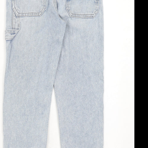 Marks and Spencer Girls Blue Cotton Straight Jeans Size 8-9 Years Regular Zip