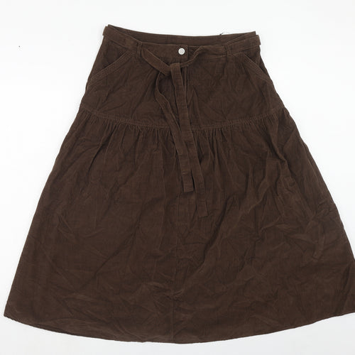 Per Una Womens Brown Cotton Swing Skirt Size 14 Zip - Belt Included