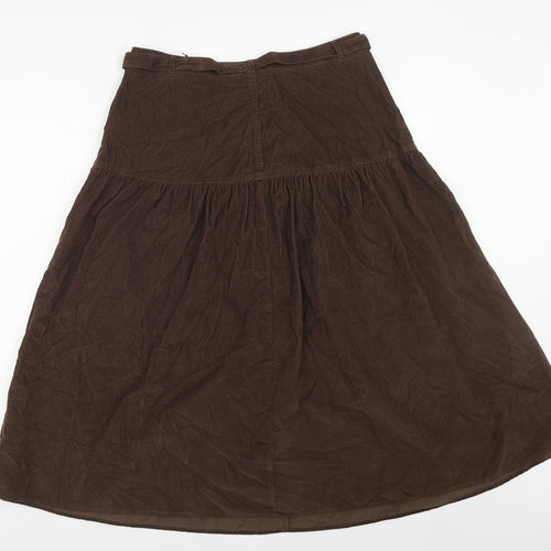Per Una Womens Brown Cotton Swing Skirt Size 14 Zip - Belt Included