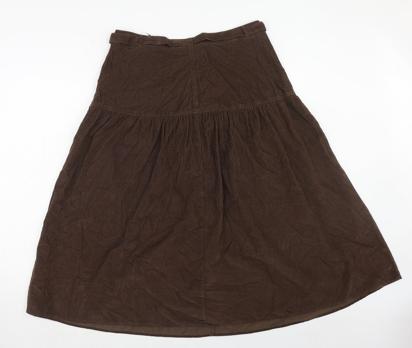 Per Una Womens Brown Cotton Swing Skirt Size 14 Zip - Belt Included