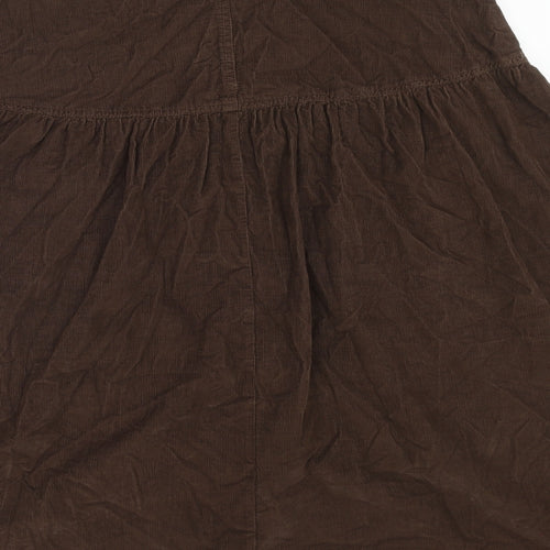 Per Una Womens Brown Cotton Swing Skirt Size 14 Zip - Belt Included