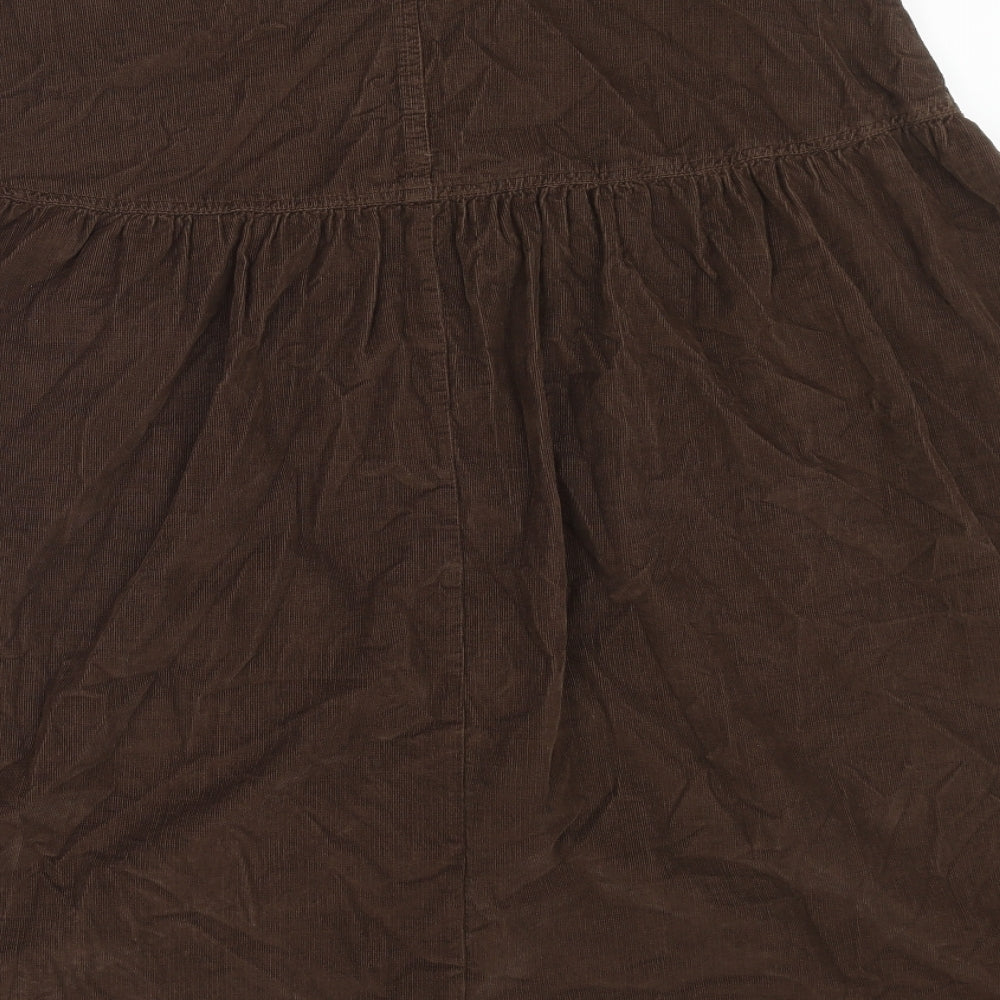 Per Una Womens Brown Cotton Swing Skirt Size 14 Zip - Belt Included
