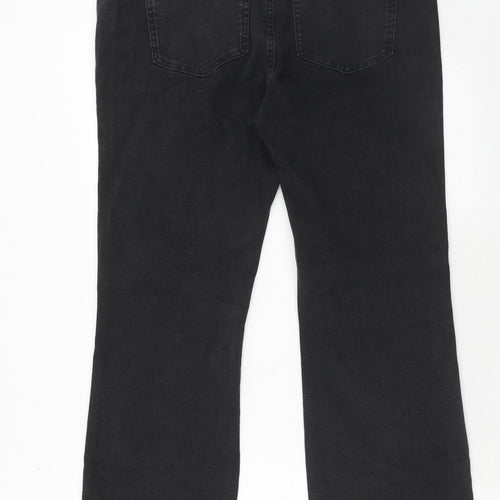 Marks and Spencer Womens Black Cotton Straight Jeans Size 18 Regular Zip