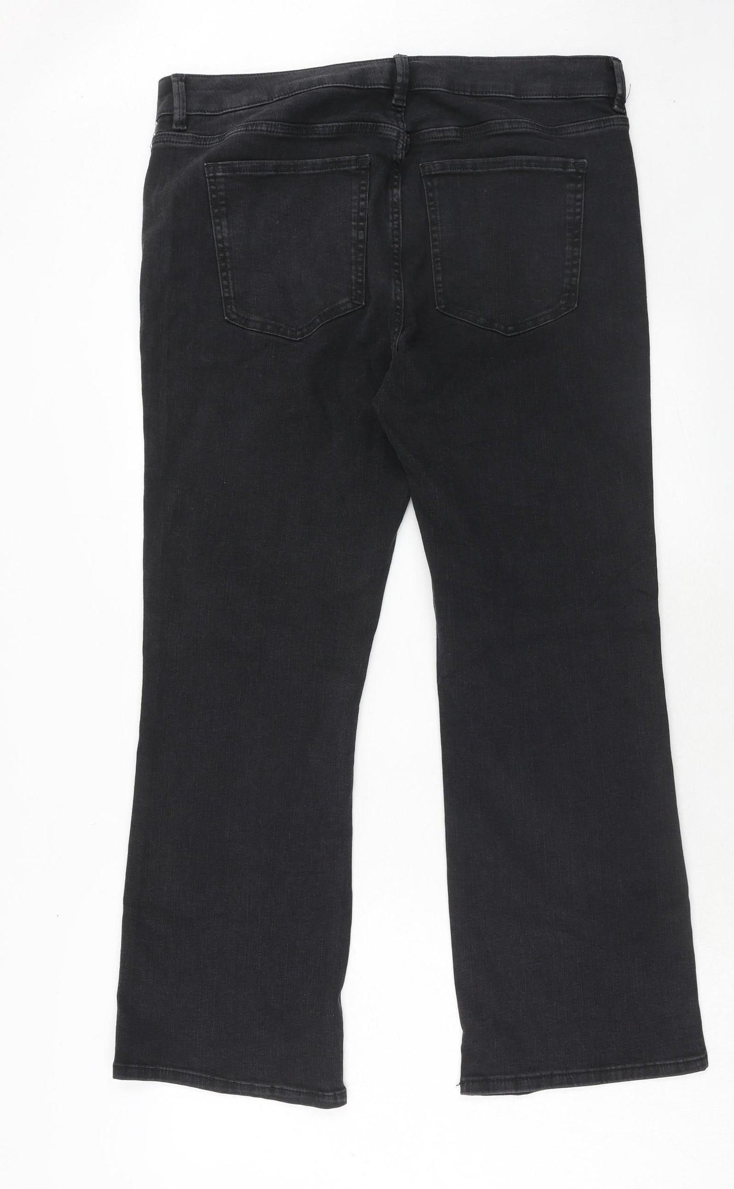 Marks and Spencer Womens Black Cotton Straight Jeans Size 18 Regular Zip